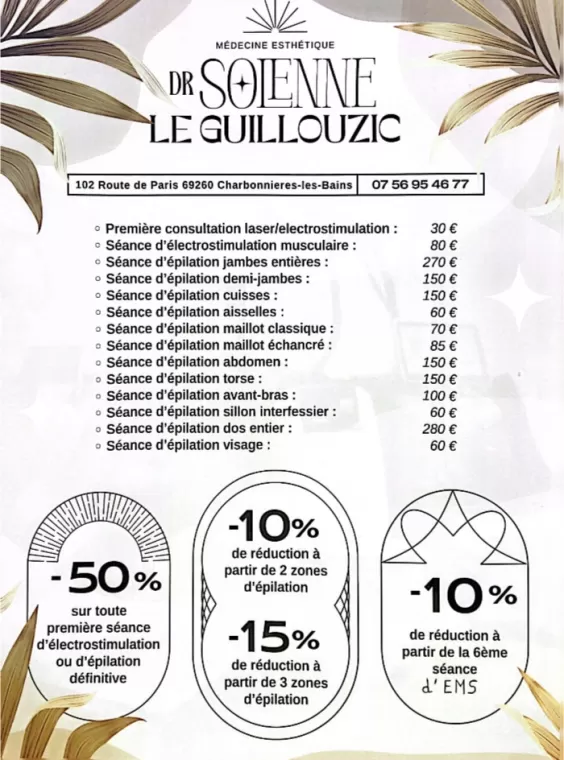 Offre épilation laser , Charbonnières-les-Bains, Docteur LE GUILLOUZIC Solenne