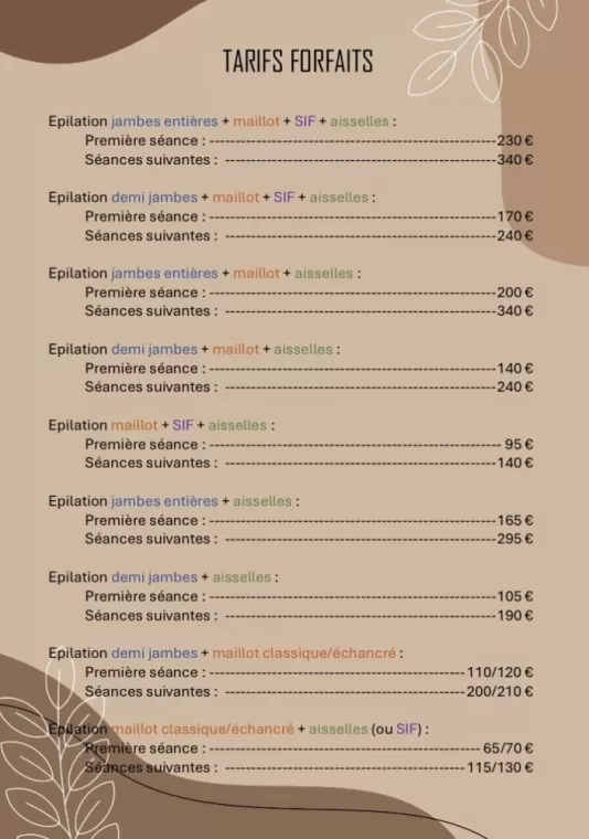 Tarifs épilation laser , Charbonnières-les-Bains, Docteur LE GUILLOUZIC Solenne